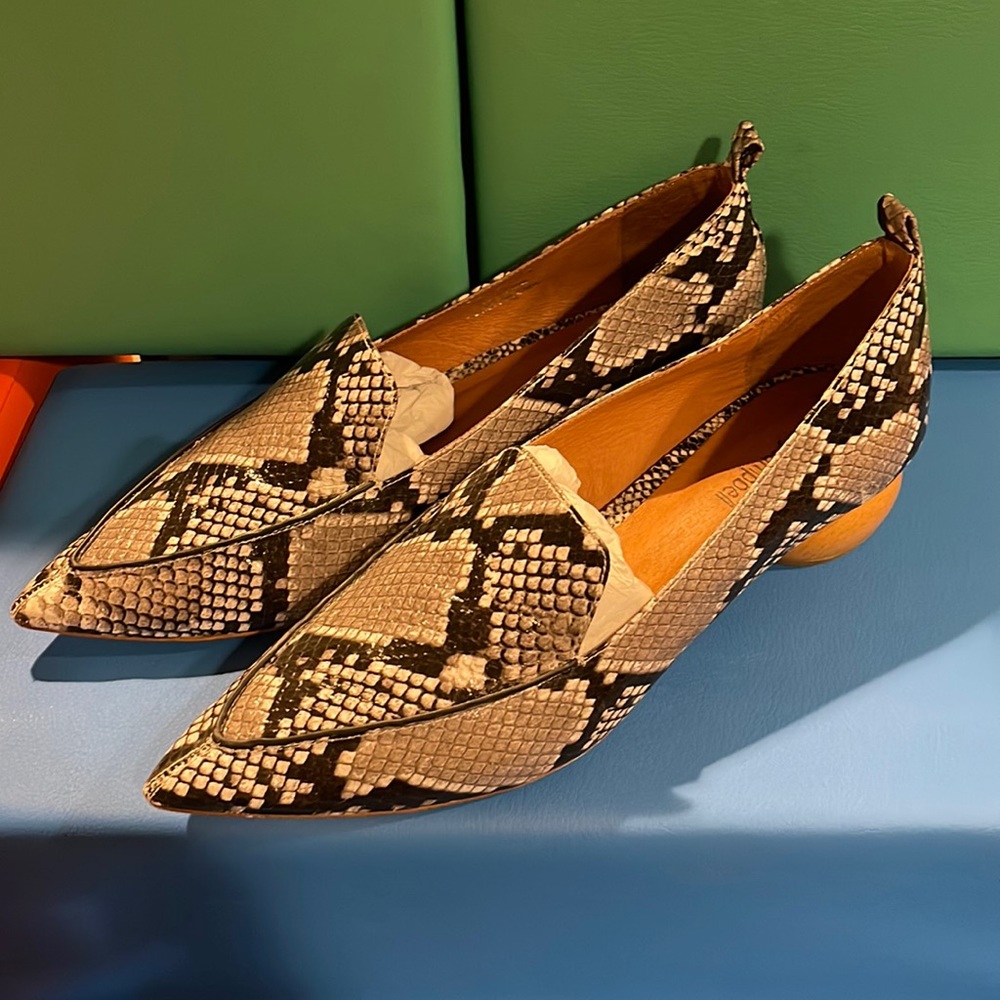 Snakeskin kitten heels